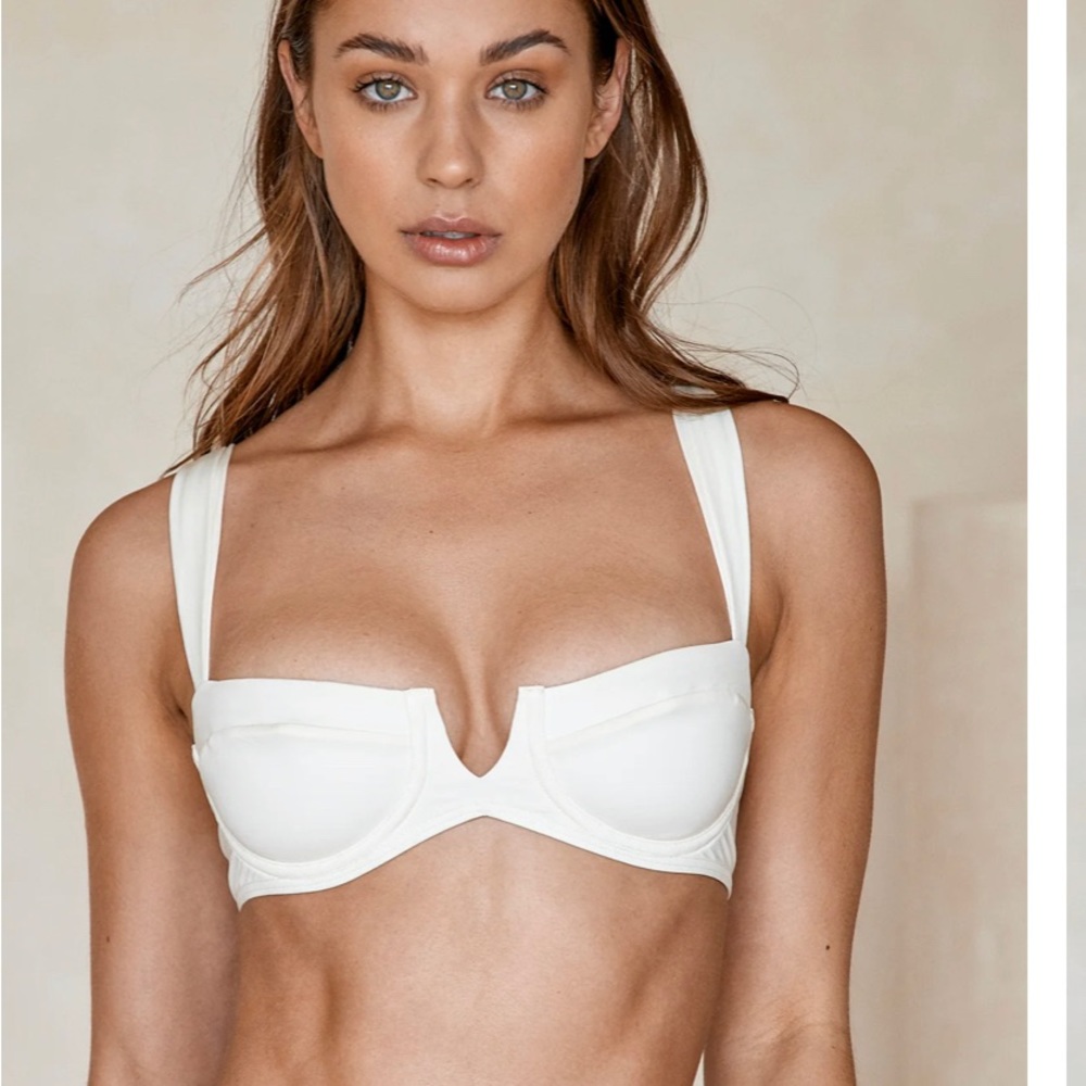 Monday swimwear ribbed ivory bikini set